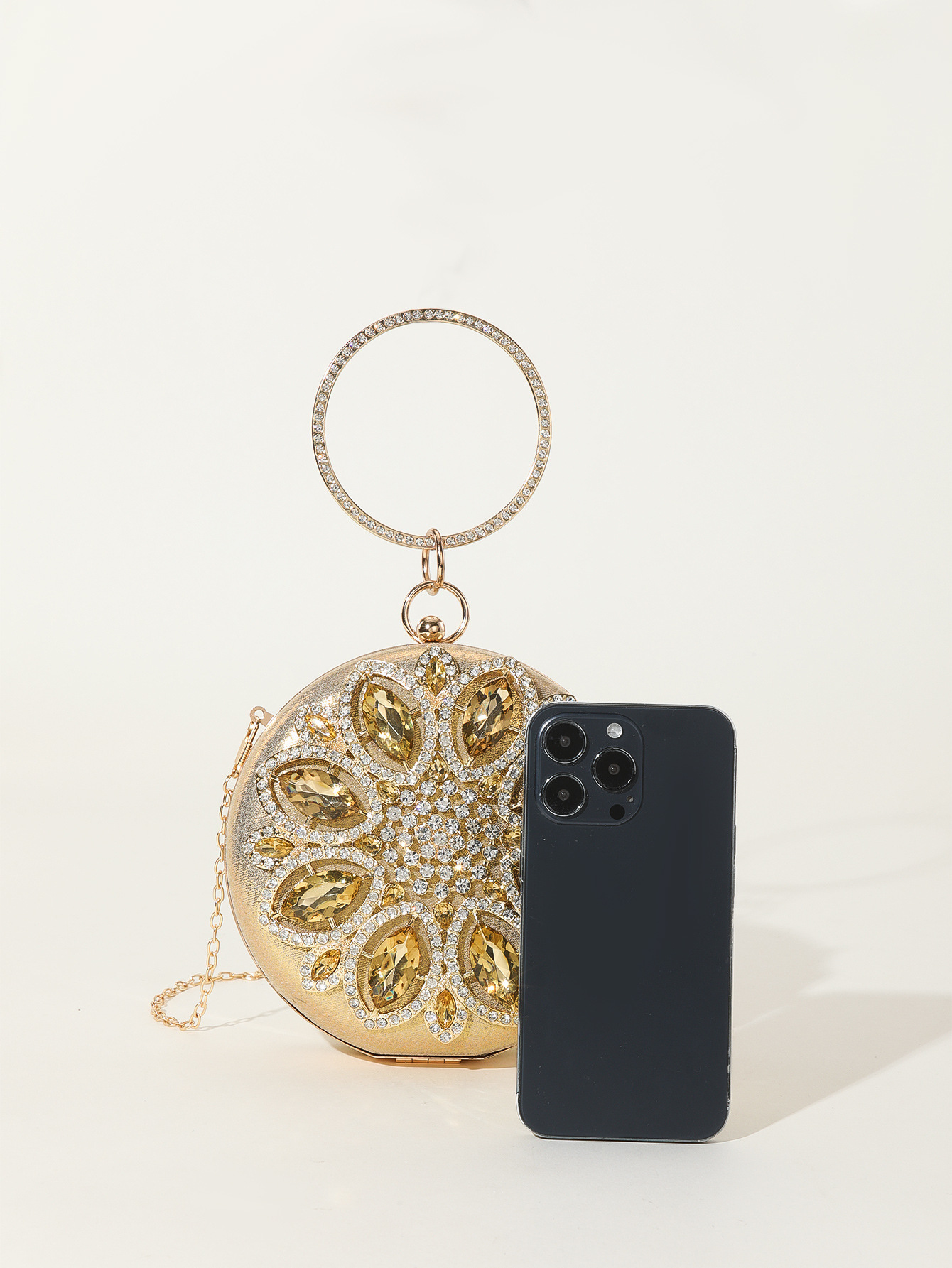 Rhinestone Studded Pancake Tote Bag