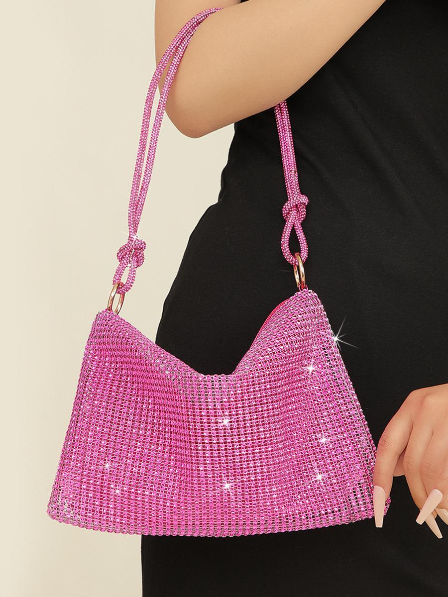 Rhinestone Knotted Underarm Crescent Bag 