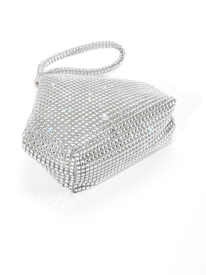 Faux Rhinestone Studded Glitter Mine Bag