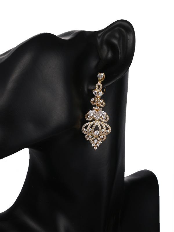 Vintage Exaggerated Long Zirconia Earrings