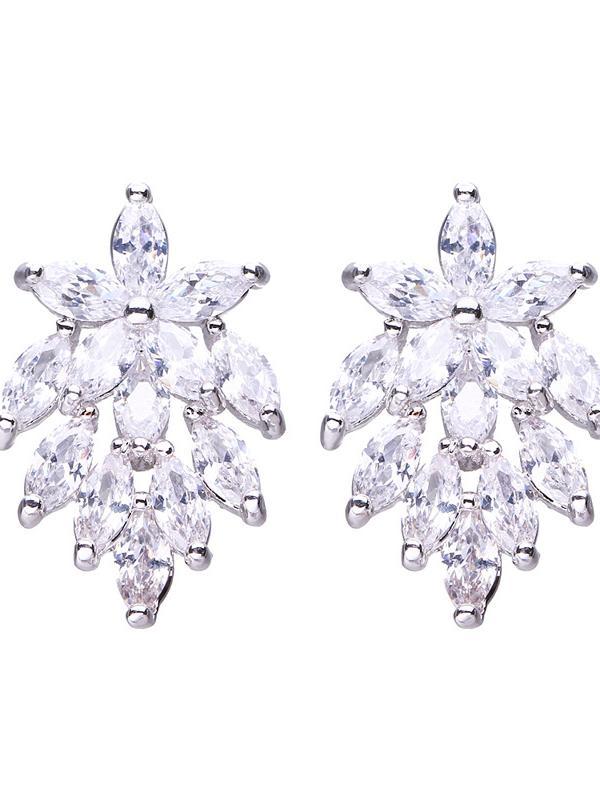 Fashion Simple Zirconia Flower Stud Earrings