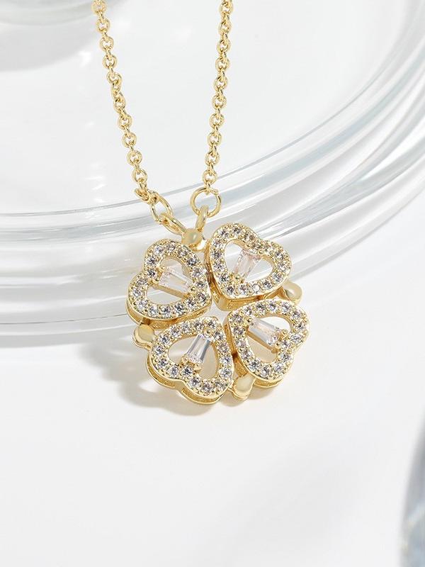 Love Copper and Zirconia Pendant Necklace