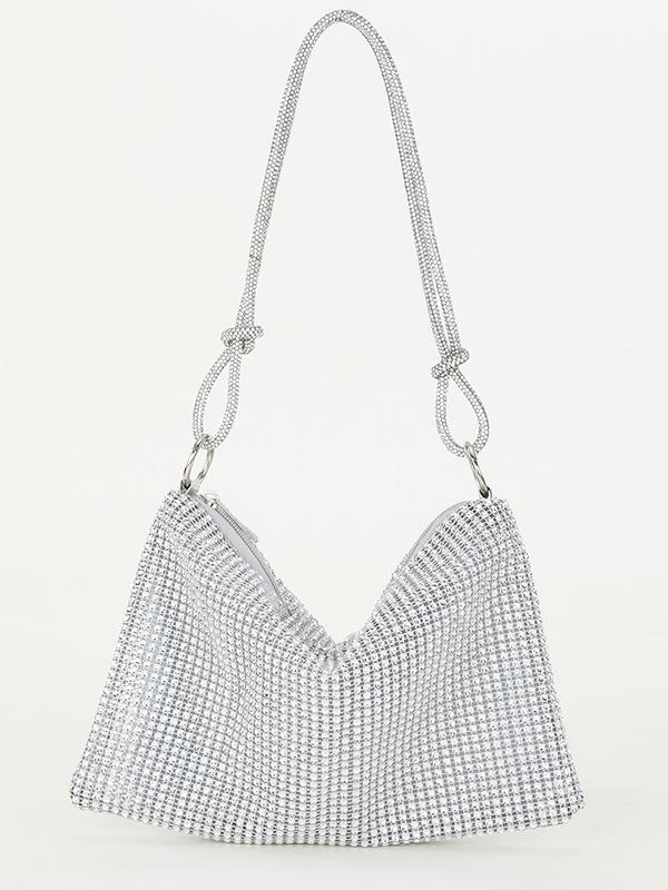 Rhinestone Knotted Underarm Crescent Bag 
