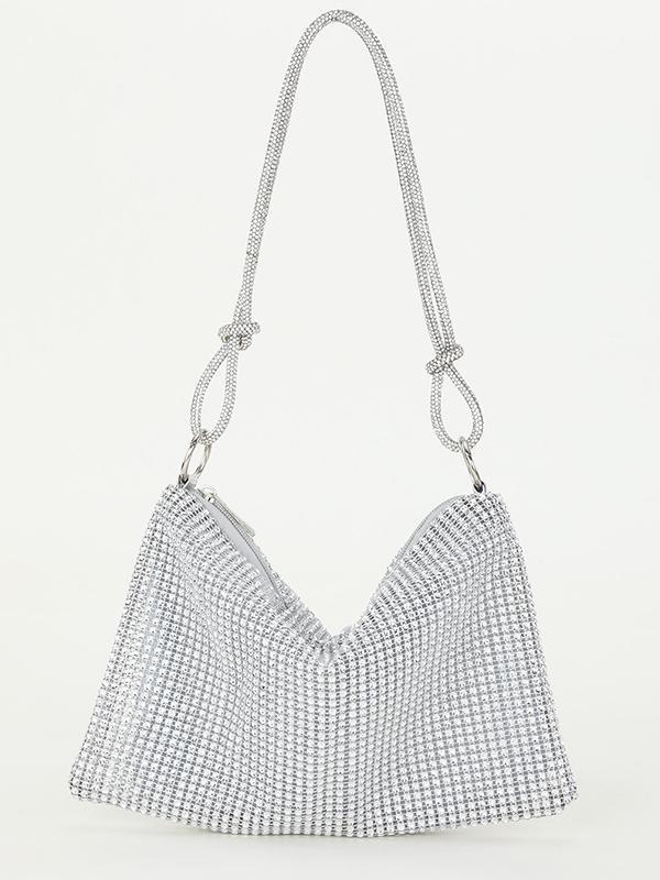 Rhinestone Knotted Underarm Crescent Bag 