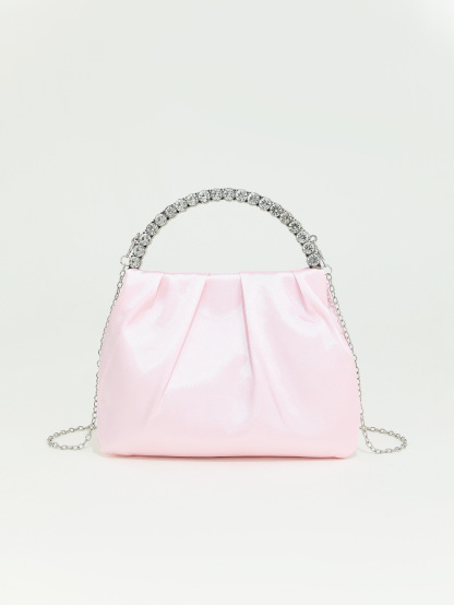 Rhinestone Studded Circle Handheld Evening Bag