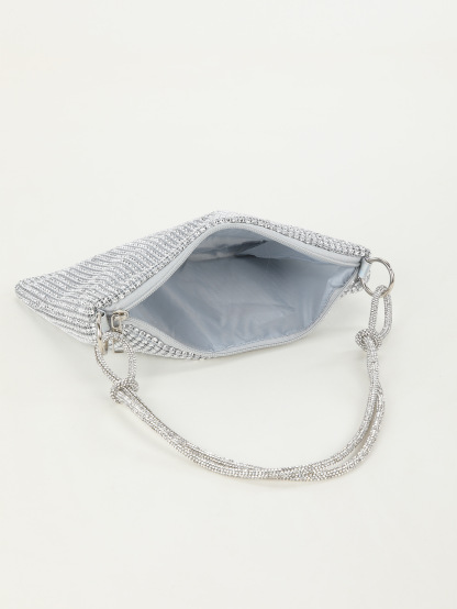 Rhinestone Knotted Underarm Crescent Bag 