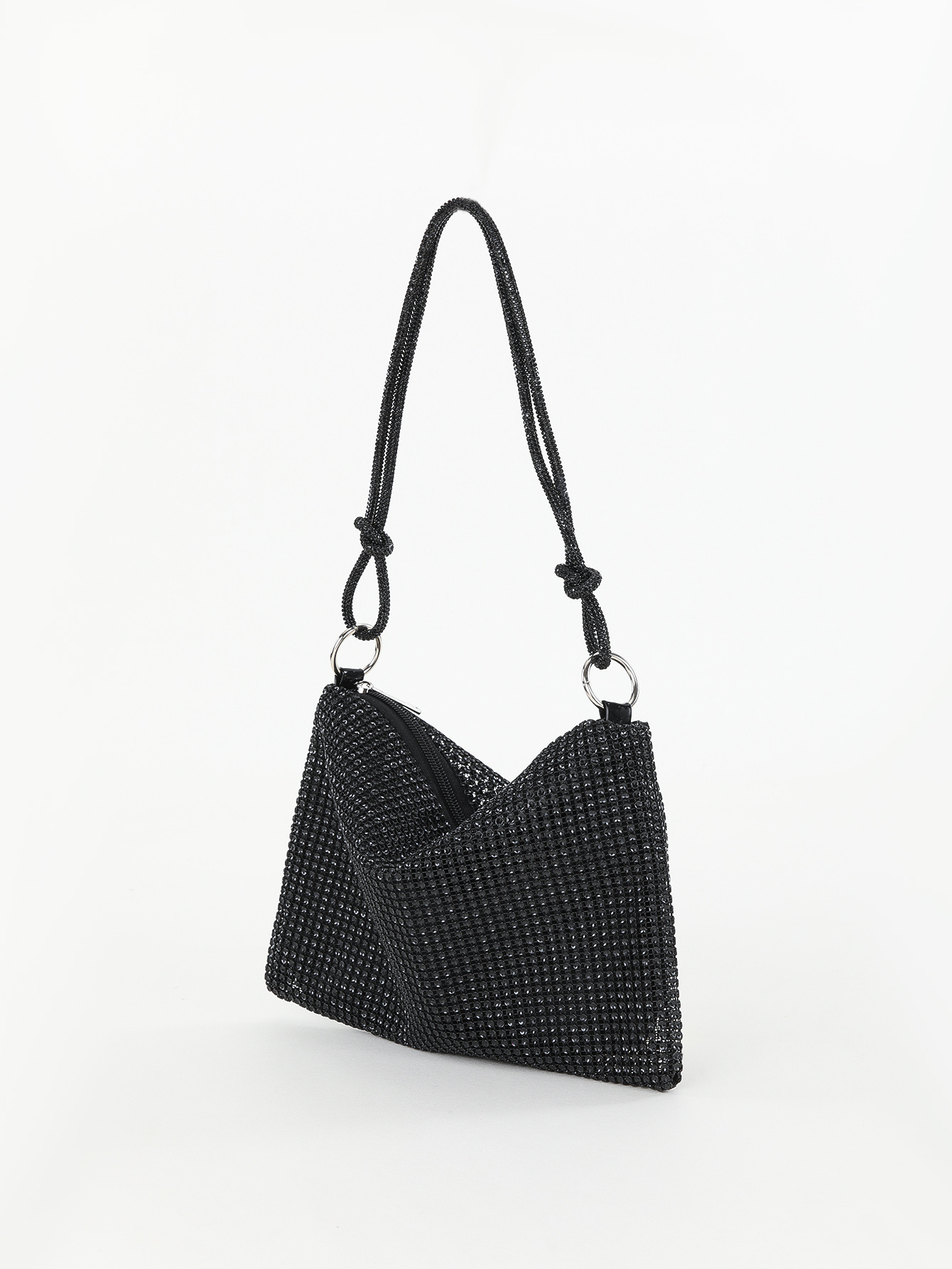 Rhinestone Knotted Underarm Crescent Bag 