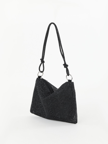 Rhinestone Knotted Underarm Crescent Bag 