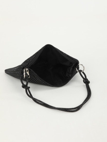 Rhinestone Knotted Underarm Crescent Bag 