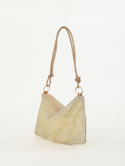 Rhinestone Knotted Underarm Crescent Bag 