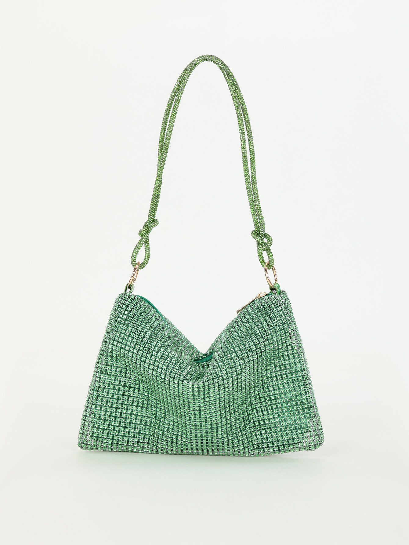 Rhinestone Knotted Underarm Crescent Bag 