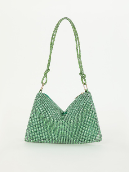 Rhinestone Knotted Underarm Crescent Bag 