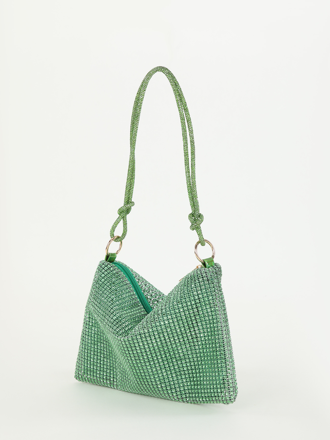 Rhinestone Knotted Underarm Crescent Bag 