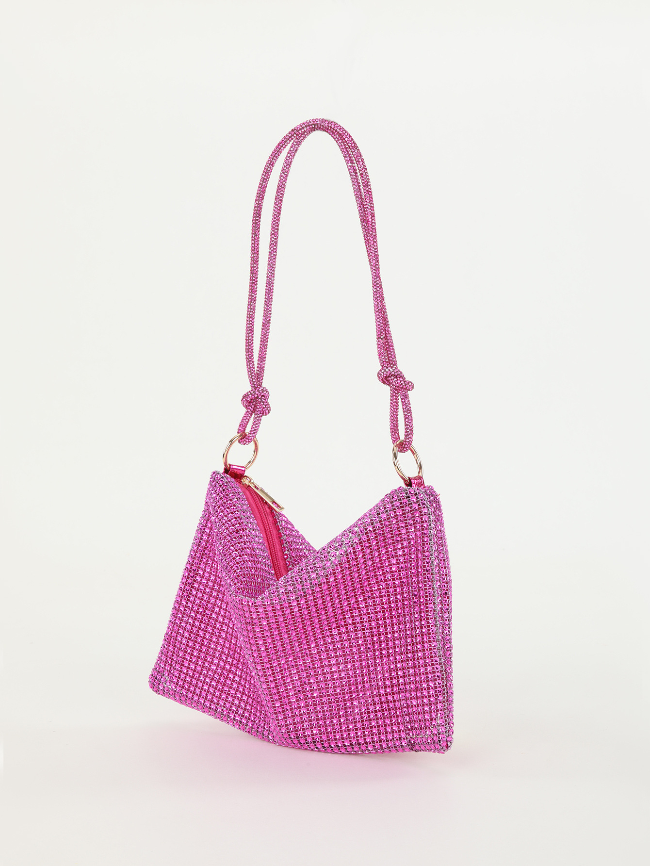 Rhinestone Knotted Underarm Crescent Bag 