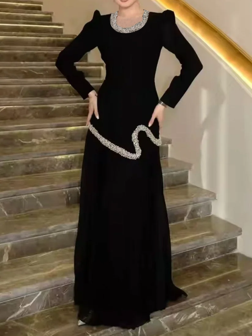 Rhinestone-embellished Crinkle Dress Set