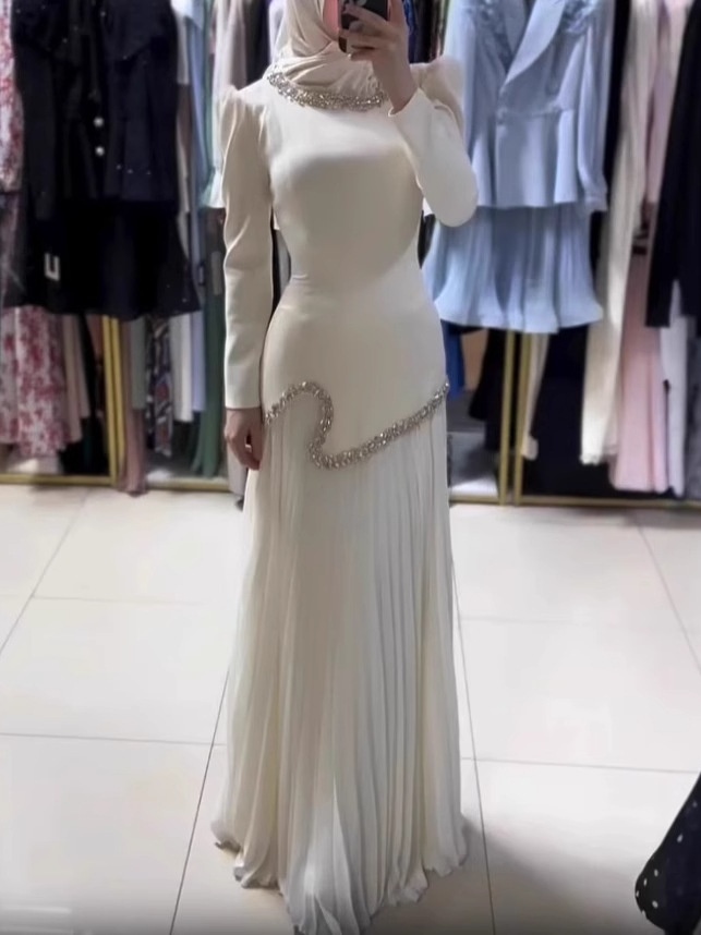 Rhinestone-embellished Crinkle Dress Set