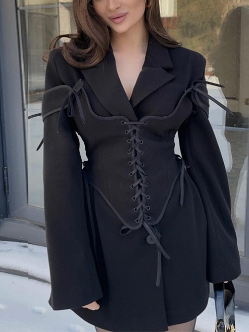 2pcs Tweed Jacket Bandage Waistcoat Set