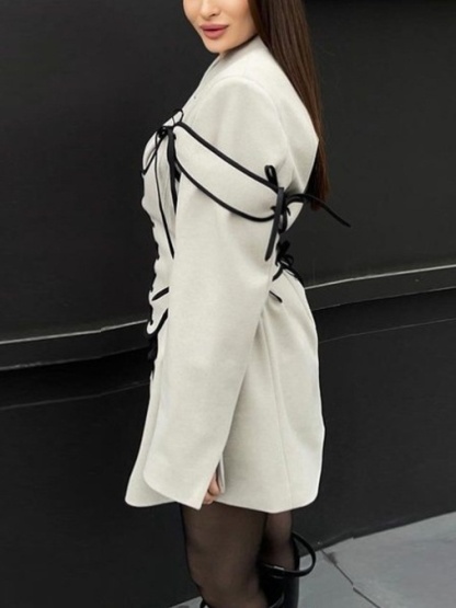 2pcs Tweed Jacket Bandage Waistcoat Set