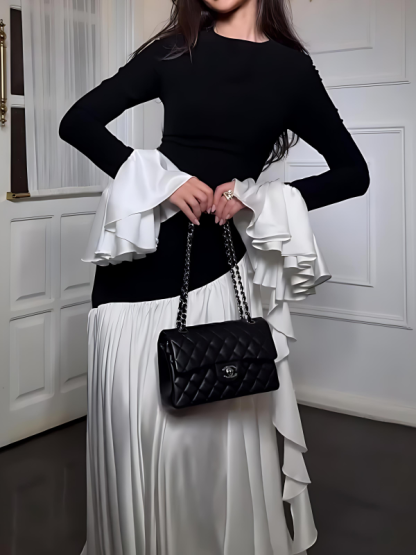 Round Neck Temperament Flare Sleeve Dress