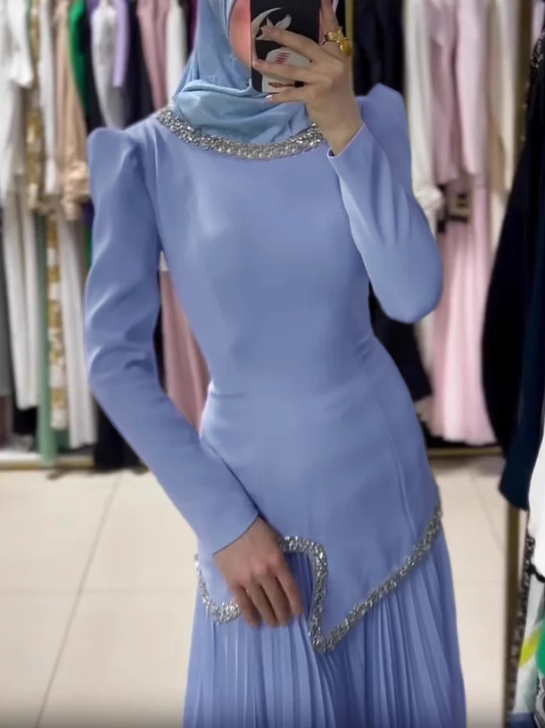 Rhinestone-embellished Crinkle Dress Set