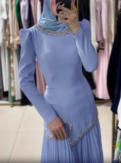 Rhinestone-embellished Crinkle Dress Set