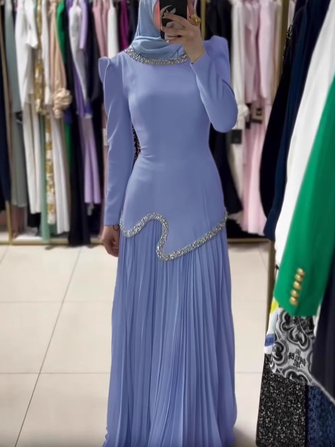 Rhinestone-embellished Crinkle Dress Set