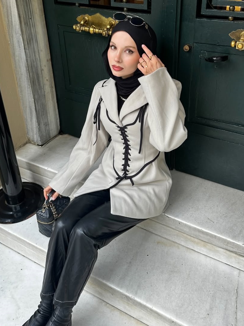 2pcs Tweed Jacket Bandage Waistcoat Set