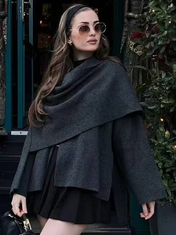 Asymmetrical Scarf Knitted Coat