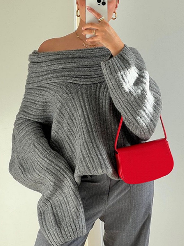Off-the-shoulder Knitted Sweater