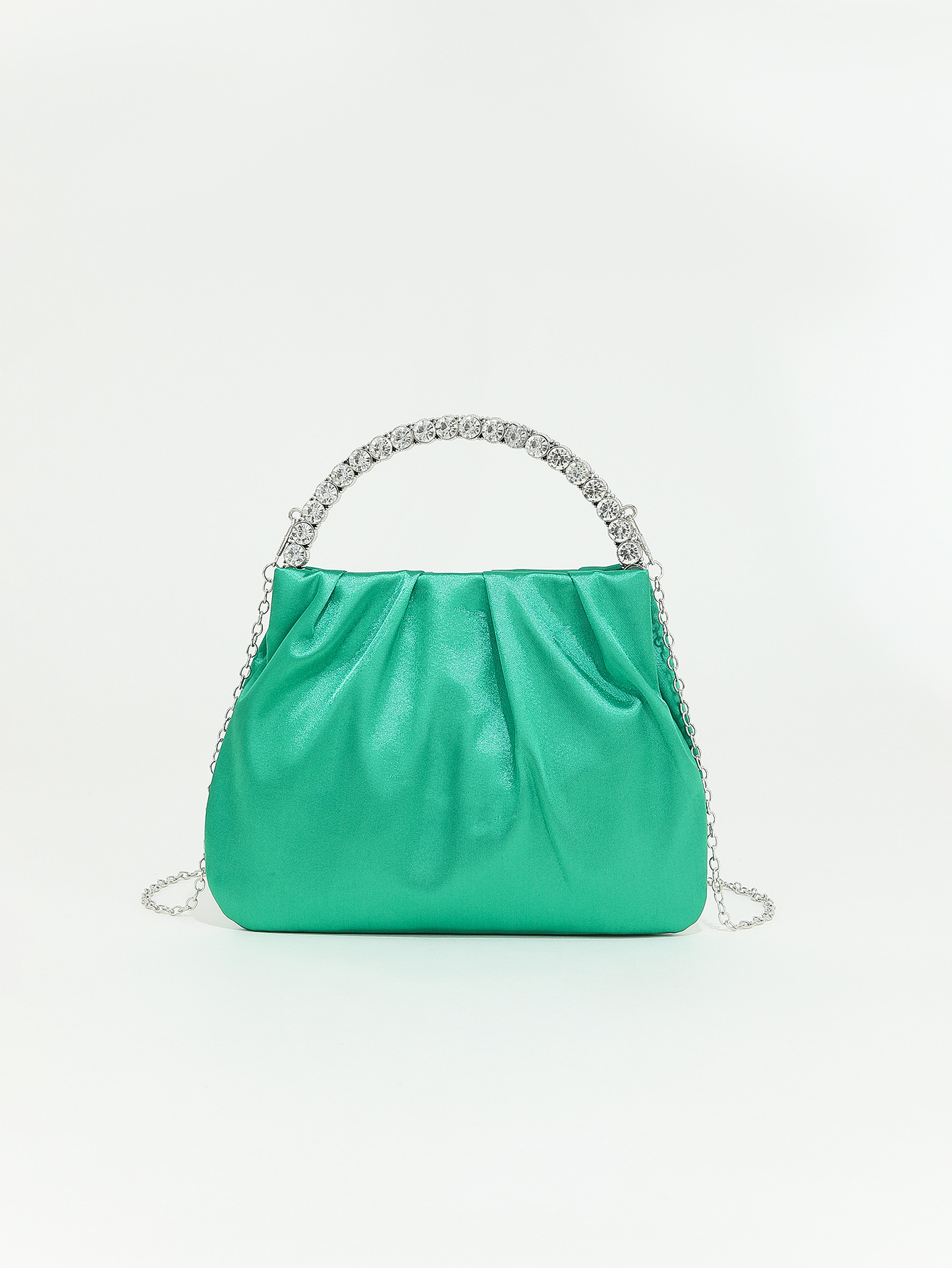 Rhinestone Studded Circle Handheld Evening Bag