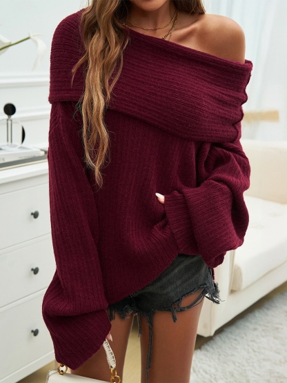 Solid-color Knitted Sweater