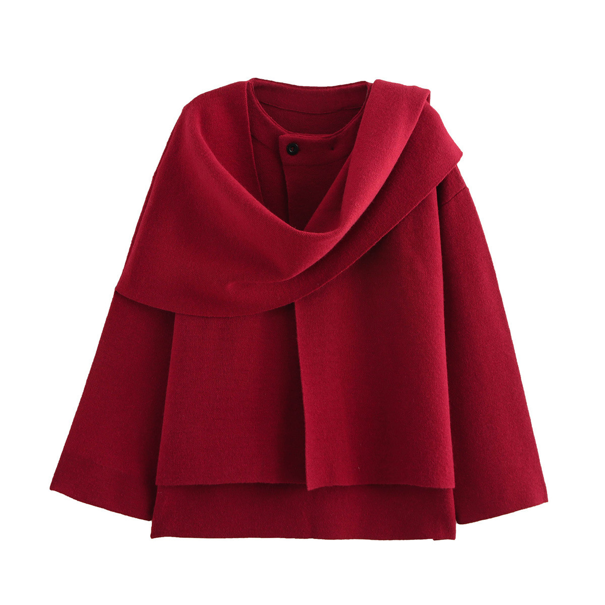 Asymmetrical Scarf Knitted Coat