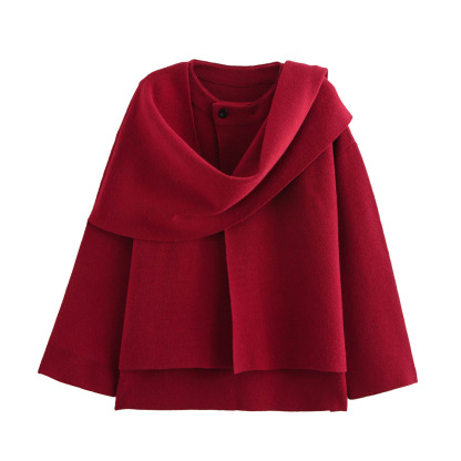 Asymmetrical Scarf Knitted Coat