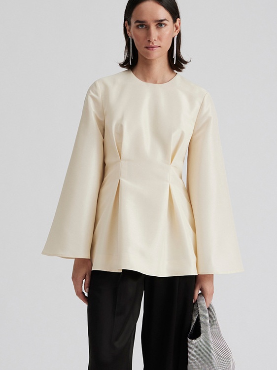 Pleated Satin French Top
