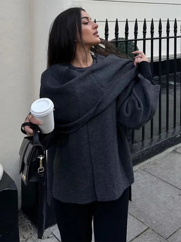 Asymmetrical Scarf Knitted Coat