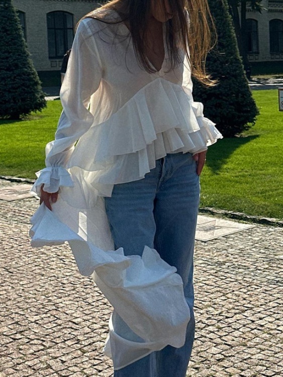 Floor-length Ruffled Hem Shirt