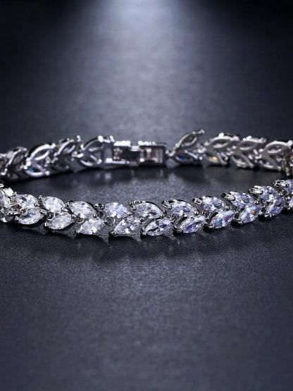  Leaf Bracelet with Diamonds and Zirconia Bracelet