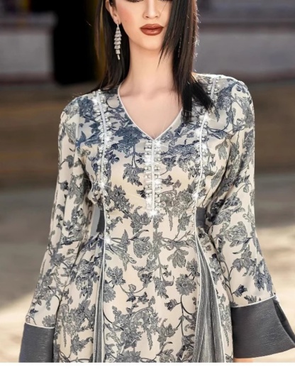 Waist-Cinching Printed Patchwork Dress