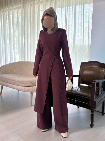 2pcs Solid Color Slim Fit Set