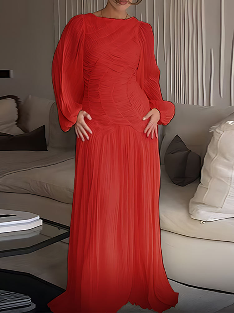 Pulled Mesh Ruffles Dress