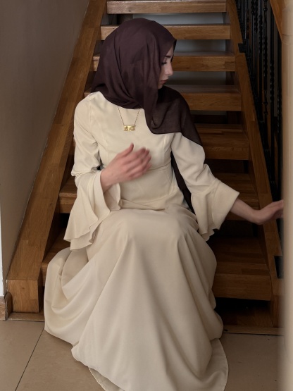 2-Piece Bell-Sleeve Solid-Color Dress Set