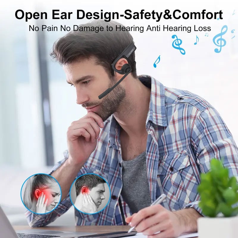 🎁Gorąca promocja - 49% zniżki🔥 Bezprzewodowy zestaw słuchawkowy Bluetooth z mikrofonem i funkcją Open Air Conduction