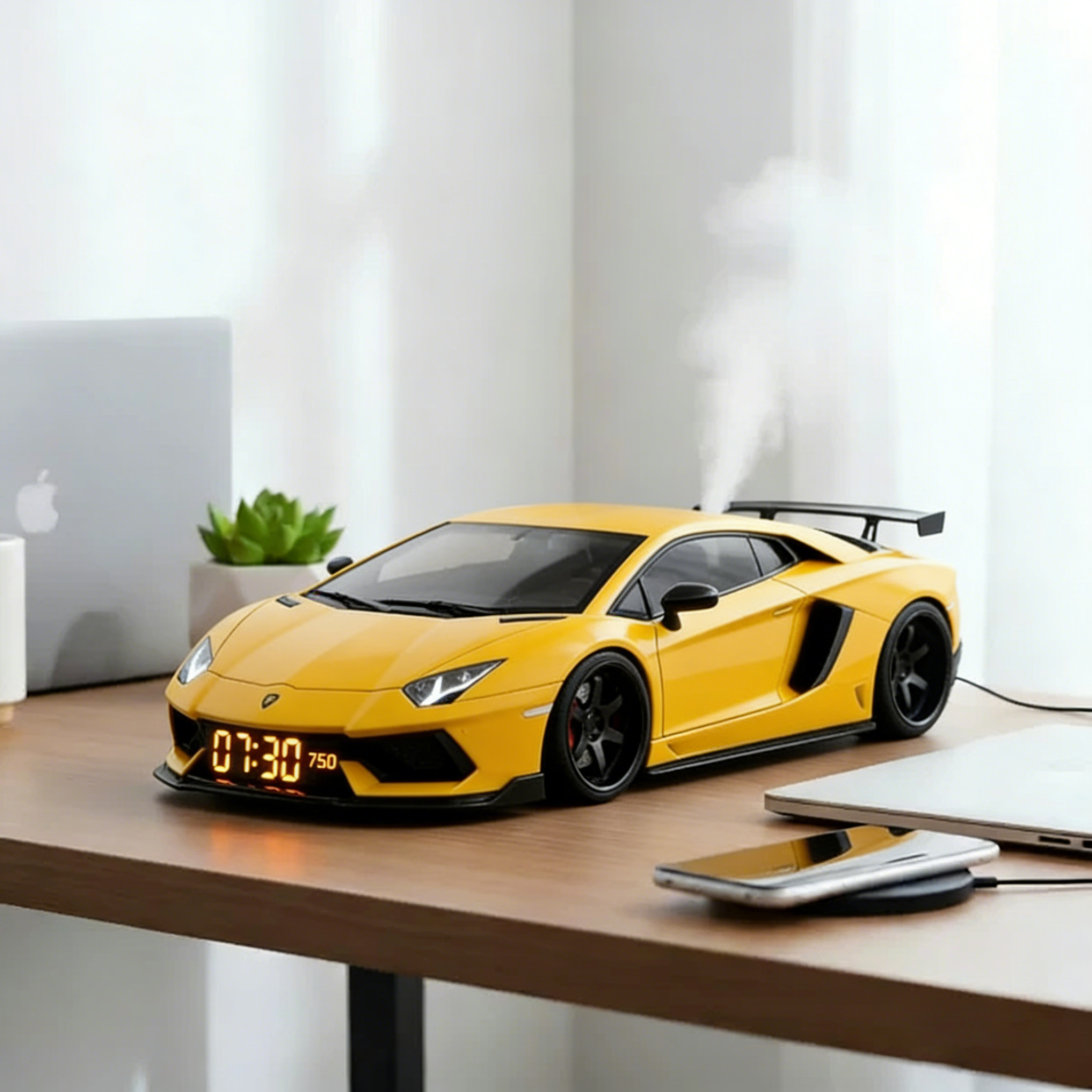 ⏰Budzik w kształcie supersamochodu🏎️Realistyczne efekty dźwiękowe i świetlne silnika⏰