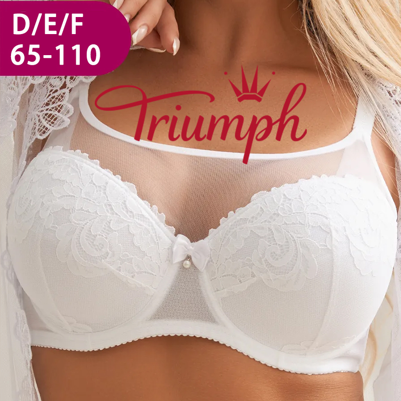 Triumph - (3 szt.) Biustonosz typu bandeau z koronką i cienką pianką