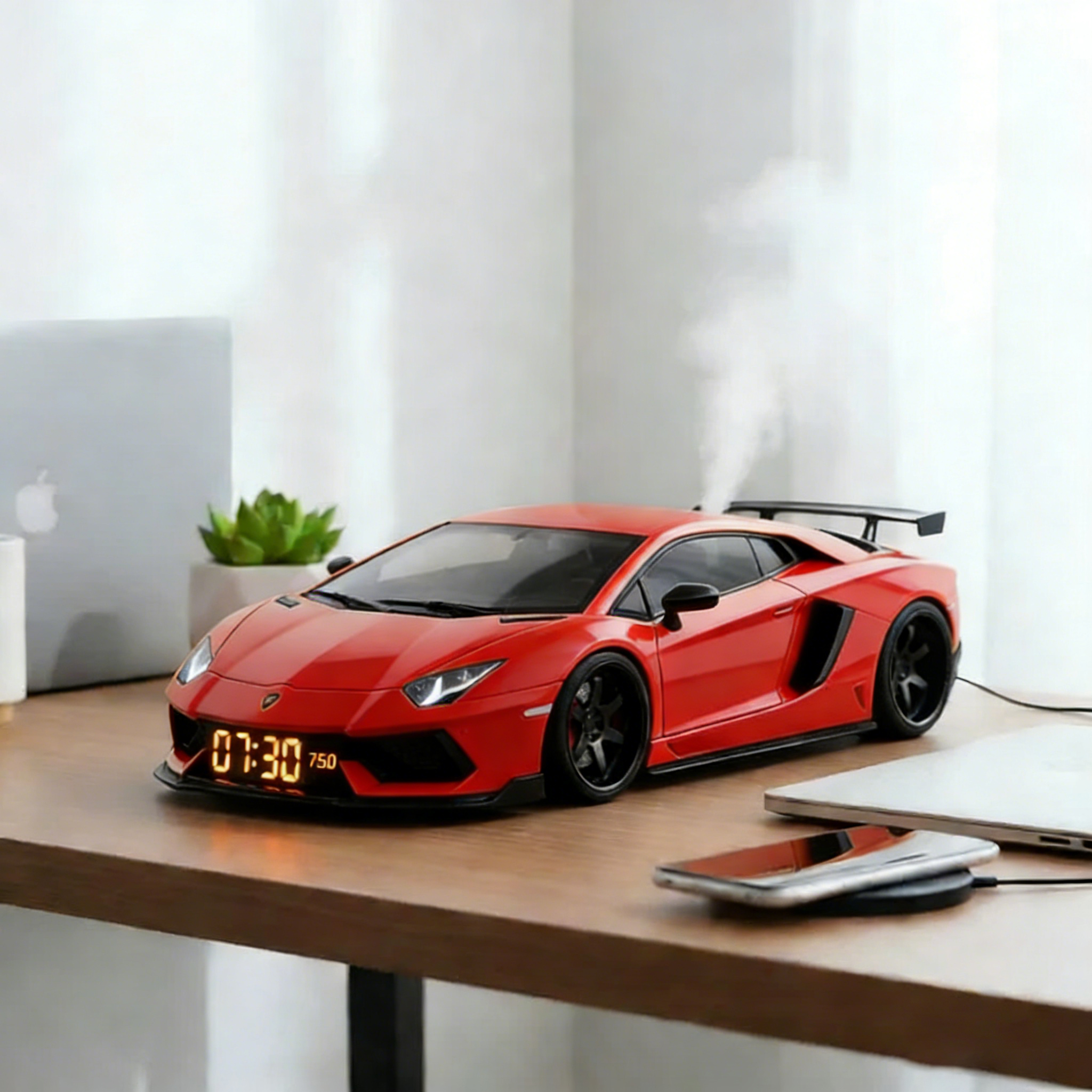 ⏰Budzik w kształcie supersamochodu🏎️Realistyczne efekty dźwiękowe i świetlne silnika⏰