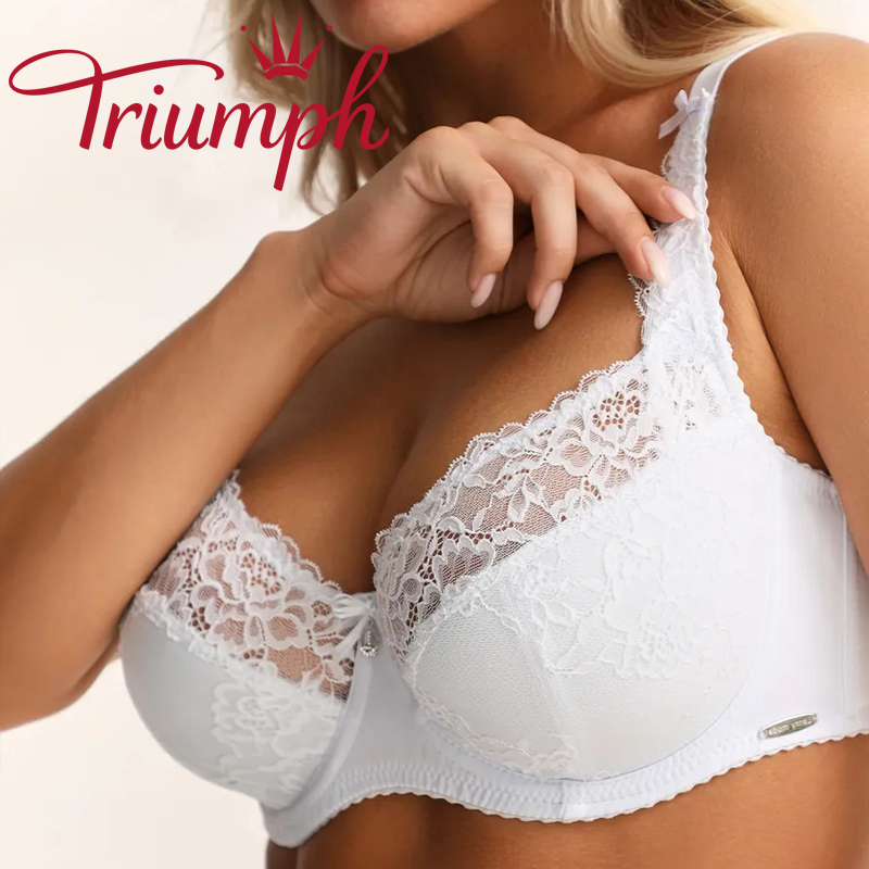 💖Σετ 4 τεμαχίων Triumph® ✨Σουτιέν με μπανέλα και δαντέλα για μεγάλο στήθος