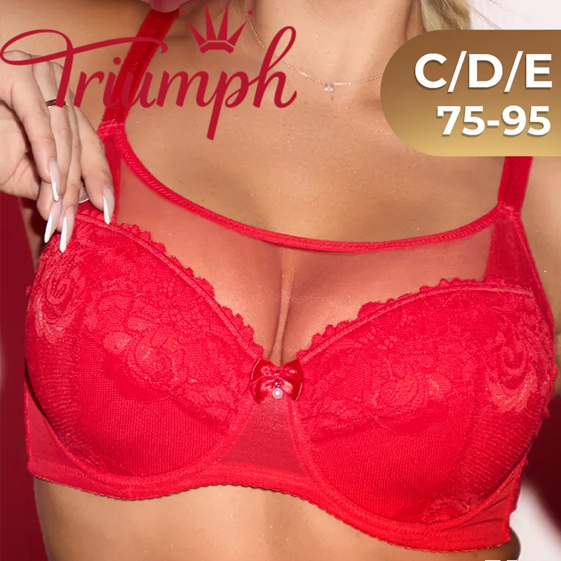 Triumph - (3 szt.) Biustonosz typu bandeau z koronką i cienką pianką