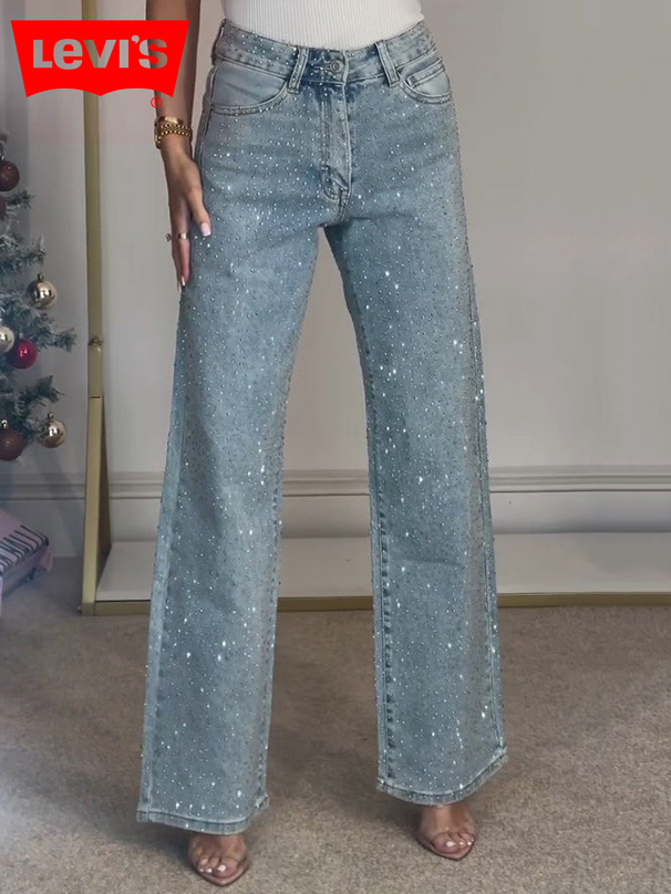 Levi‘s High Waisted Diamanté Straight Leg Jeans