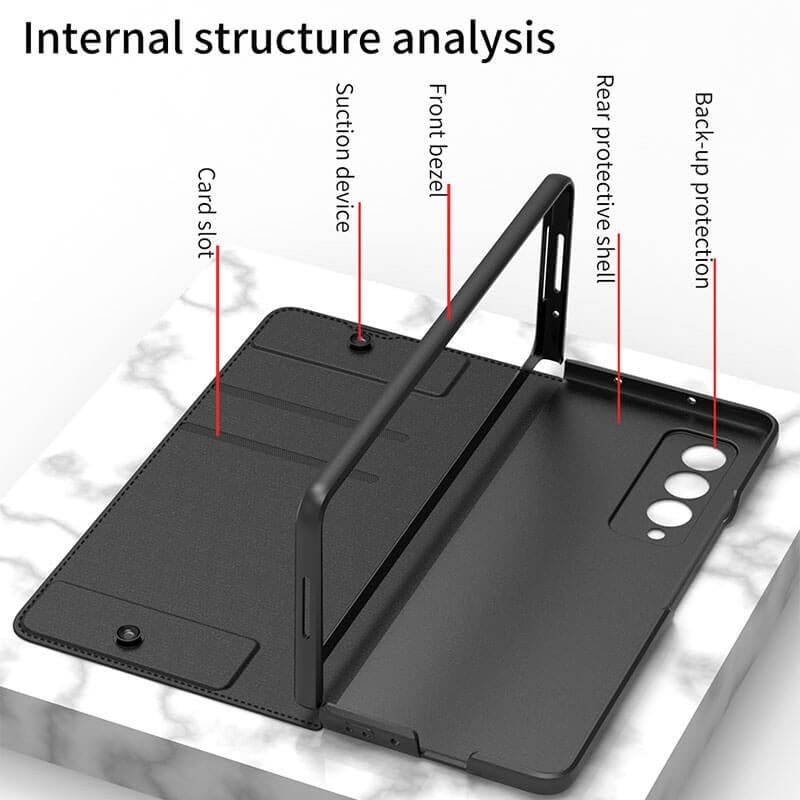 Skórzany uchwyt na długopis Armor Back Case do Samsung Galaxy Z Fold3 Fold4 Fold5 Fold6