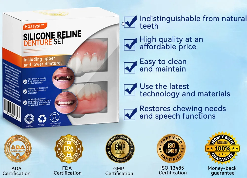 PosrystTM Silicone Reline Denture Set🦷(👩‍🔬CED Compliant Approved By Professional Dentists)